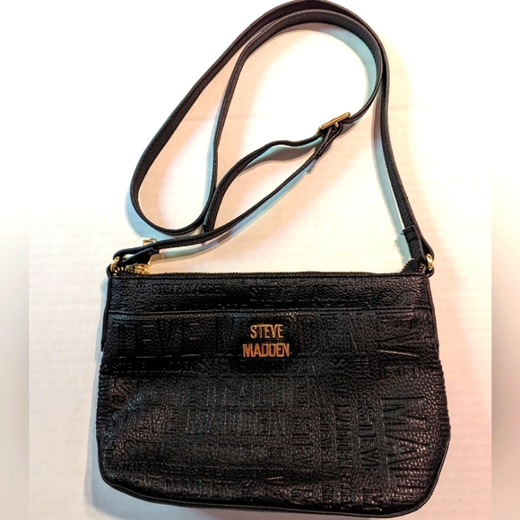 Steve Madden Embossed Black Multi Letters Crossbody Purse - Picture 4 of 13